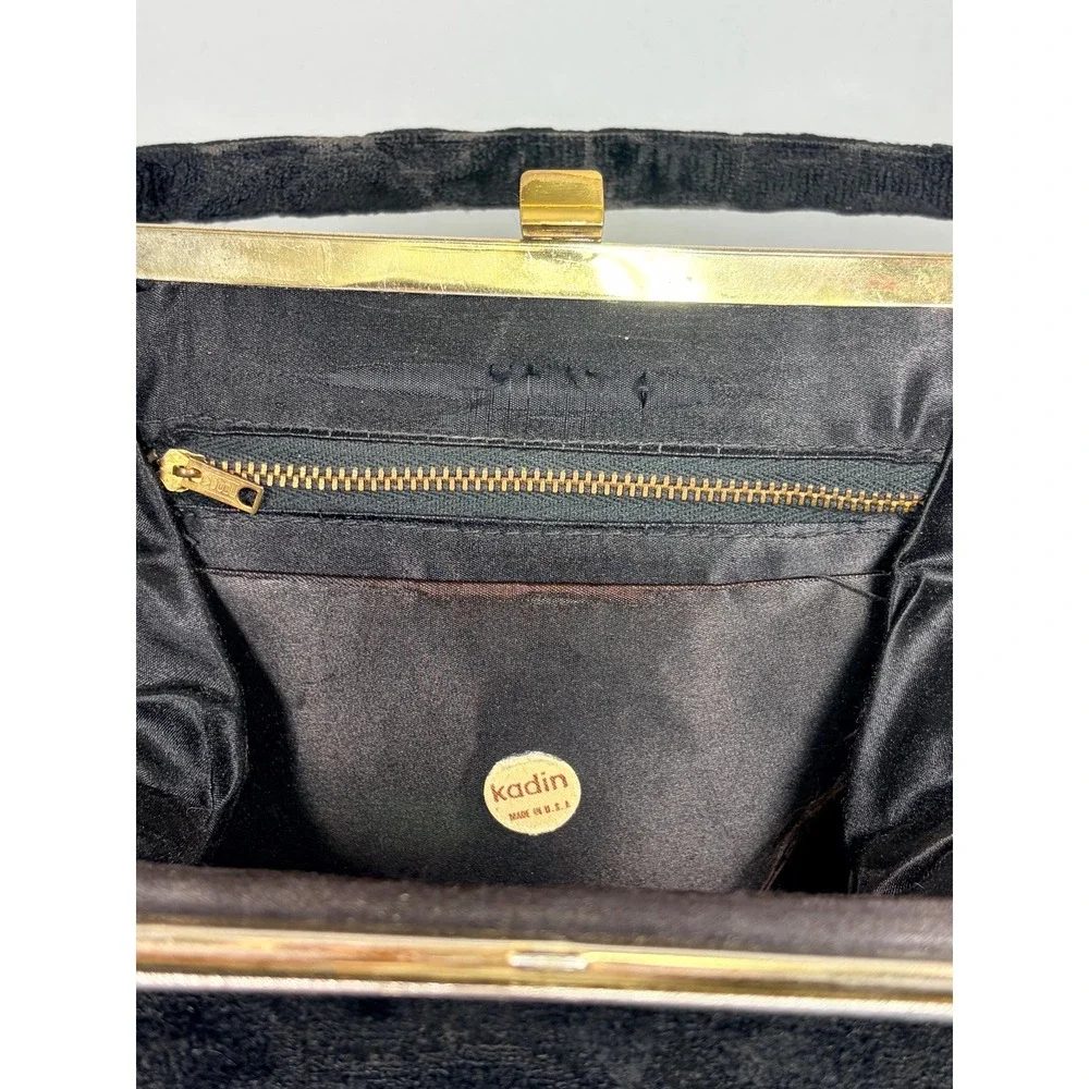 Kadin Women's Vintage Class Black Tapestry Evening Bag Purse‎ 1950's Made In USA
